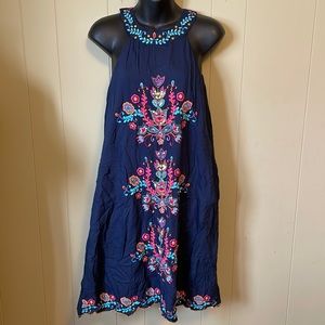 LulaSoul Navy Embroidered Dress Sz S